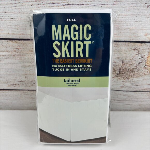 Magic Skirt Full Size Mattress BedSkirt Tailored No Mattress Lift 15" Drop White - Picture 1 of 6